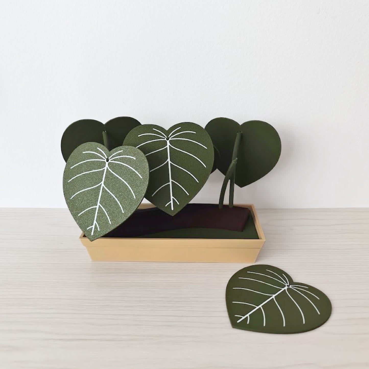 Philodendron Coaster Set with Storage Tray