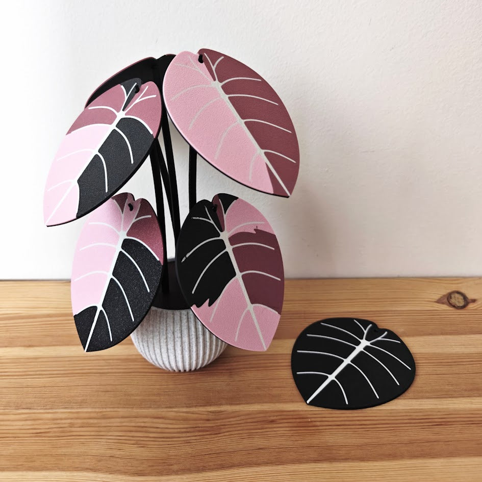 Jewel Alocasia Untersetzer-Set, bunter schwarzer Samt und Melo