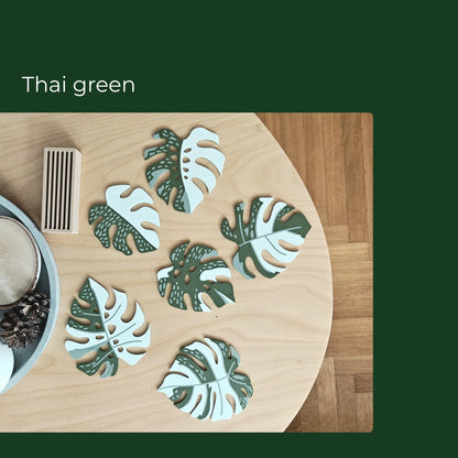 Monstera Thai Constellation Leaf Coaster Set