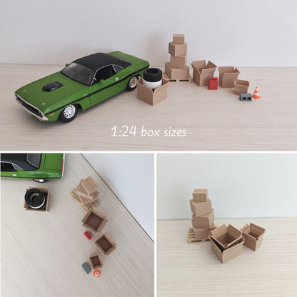 Miniature Boxes, 1/64, 1/24 and 1/18 Scale