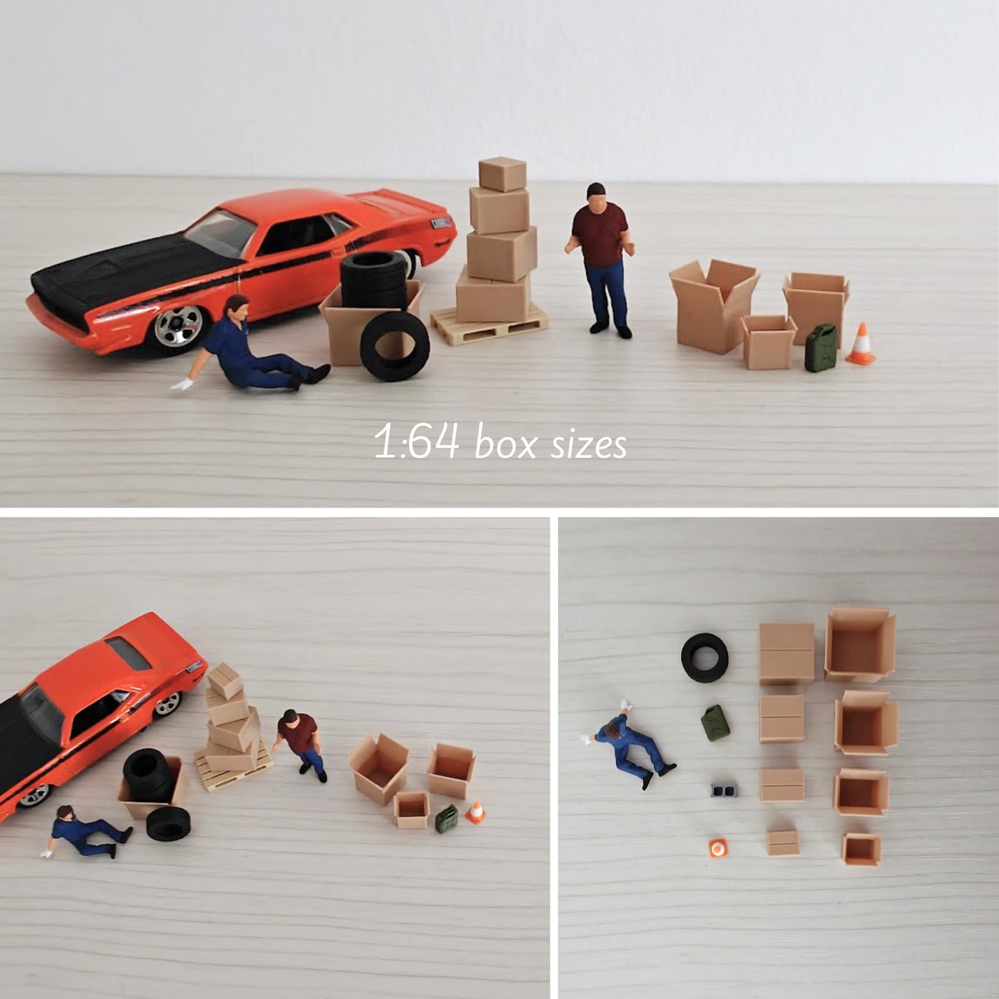Miniature Boxes, 1/64, 1/24 and 1/18 Scale