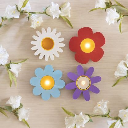 Daisy Flower Shelf Decor, LED Tealight Holder