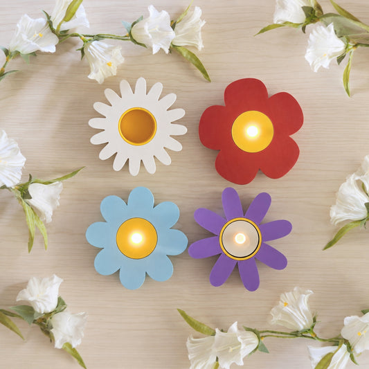 Daisy Flower Shelf Decor, LED Tealight Holder