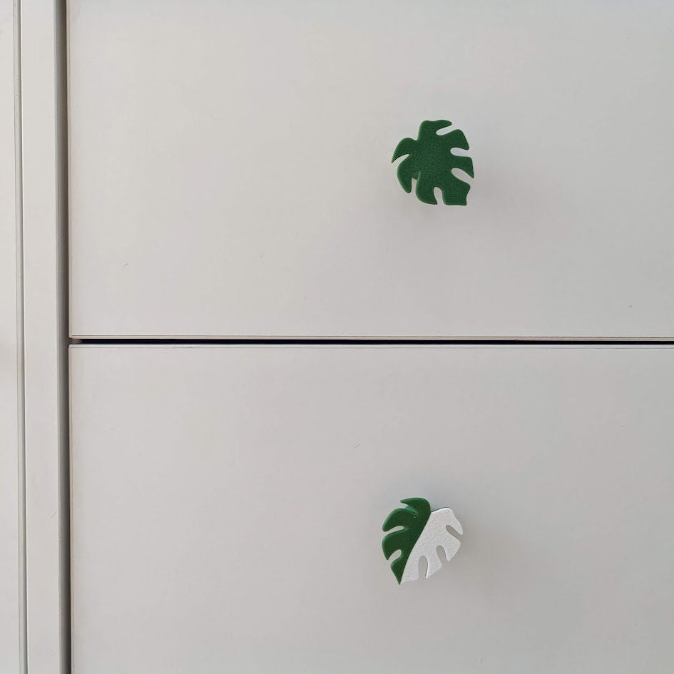 Custom 3D-Printed Leaf Handles for Kallax, Monstera Leaf Knob, Leaf Handle, Cabinet Pull, Door knob, 3d print