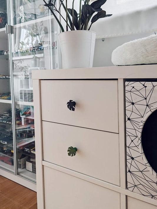 Custom 3D-Printed Leaf Handles for Kallax, Monstera Leaf Knob, Leaf Handle, Cabinet Pull, Door knob, 3d print