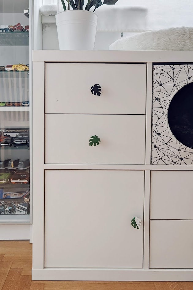 Custom 3D-Printed Leaf Handles for Kallax, Monstera Leaf Knob, Leaf Handle, Cabinet Pull, Door knob, 3d print