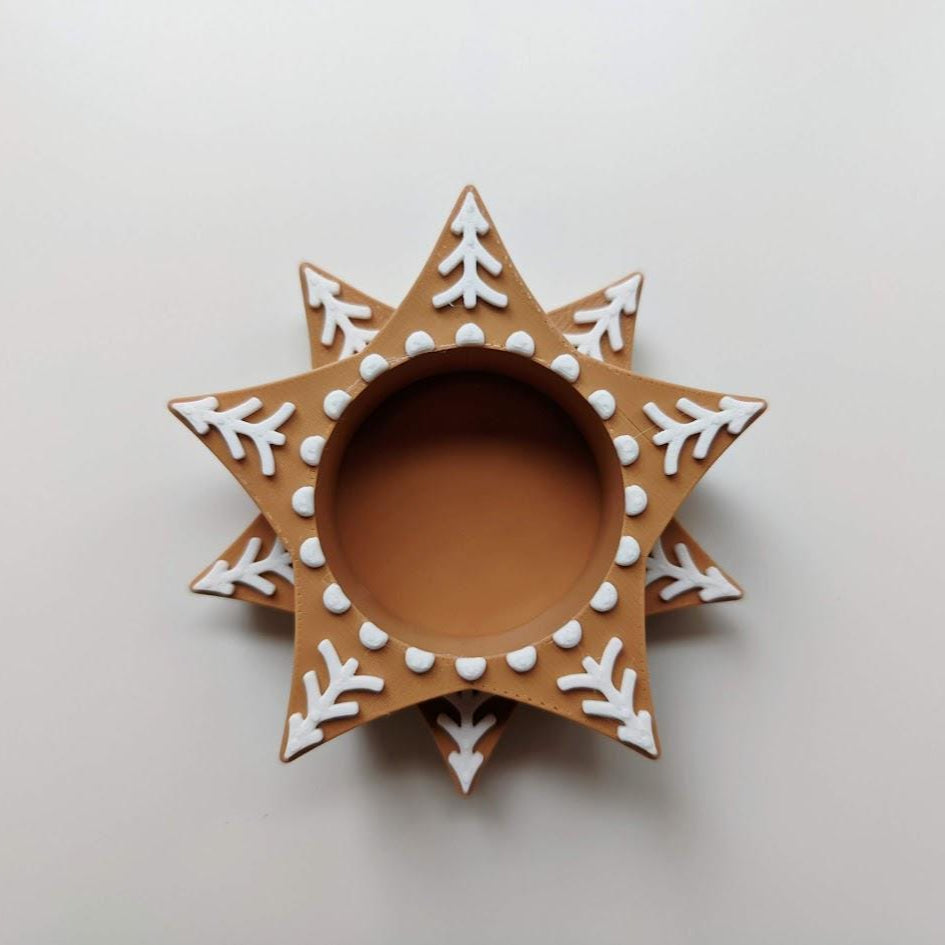 Gingerbread Cookie Tealight Holder, Christmas gift or decor, 3d print