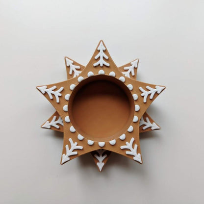 Gingerbread Cookie Tealight Holder, Christmas gift or decor, 3d print