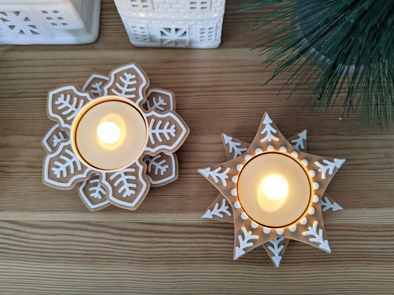 Gingerbread Cookie Tealight Holder, Christmas gift or decor, 3d print