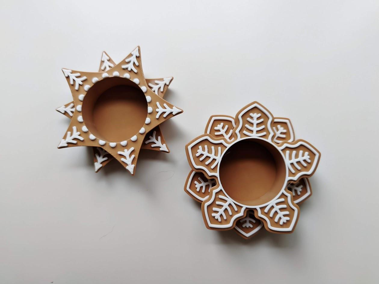 Gingerbread Cookie Tealight Holder, Christmas gift or decor, 3d print