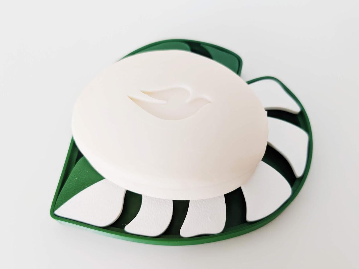Monstera Soap Dish with Draining Tray, Dish for Soap Plate Rack, Bathroom Accessories or Kitchen Accessories, 3D printed Soap Holder