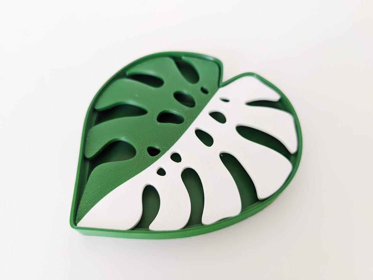 Monstera Soap Dish with Draining Tray, Dish for Soap Plate Rack, Bathroom Accessories or Kitchen Accessories, 3D printed Soap Holder