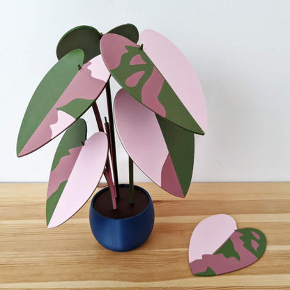 Coaster Plant Philodendron Pink Princess or White Princess, Coaster Set, Leaf Coasters, Heart shaped Coaster 3D print