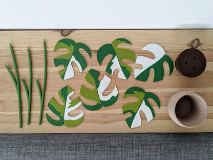Monstera Minima Coaster Plant Raphidaphora, Monstera Coaster Set, Leaf Coaster, 3D printed Coasters