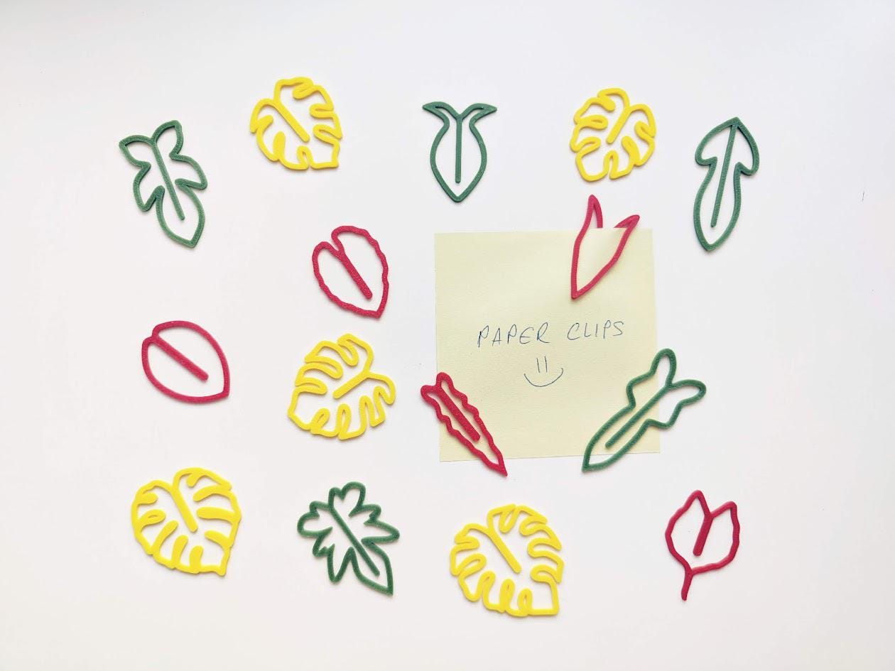 Leaf-shaped Paper Clips, Monstera, Philodendron, Alocasia, Mini Cute Office or School Supplies, Greeting Card Decoration Gift 15pcs
