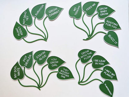 Funny Leaf Shaped Plant Signs - set of 5 pcs, choose your text, Eco-friendly Sustainable 3d Printed, Garden Markers Decor, Plant Accessories