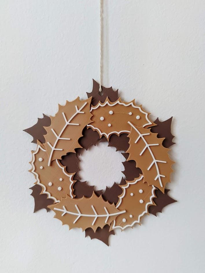 Christmas Wreath Garland Decor for Door or Wall with Mistletoe details, Holiday Decoration, 3d print