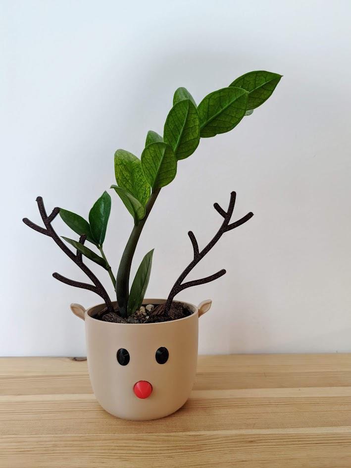 Reindeer Plant Pot, Christmas Decor, Lovely Holiday Gift for Plant Lovers, Cute Festive Planter, 3D Print