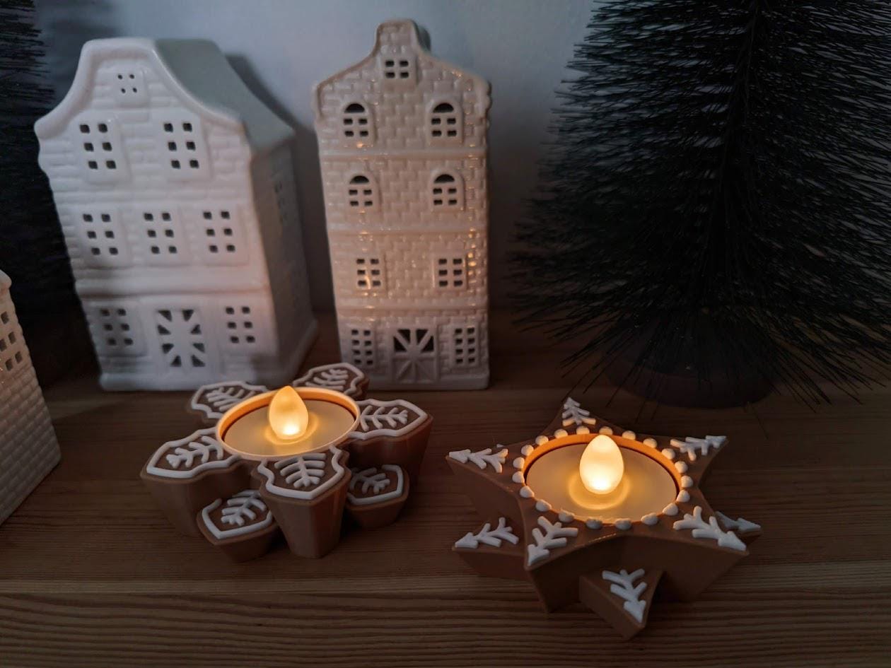 Gingerbread Cookie Tealight Holder, Christmas gift or decor, 3d print