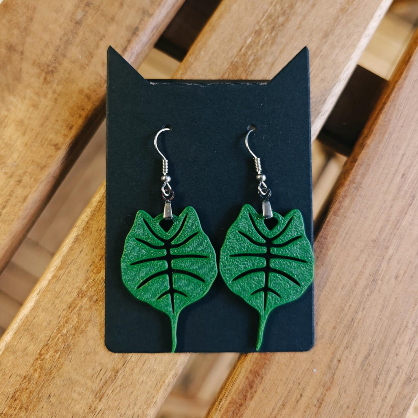 Earrings Alocasia Plant, 3d printed Jewelry Gift for Plant Lovers, Leaf Earrings, 3d printed Earrings