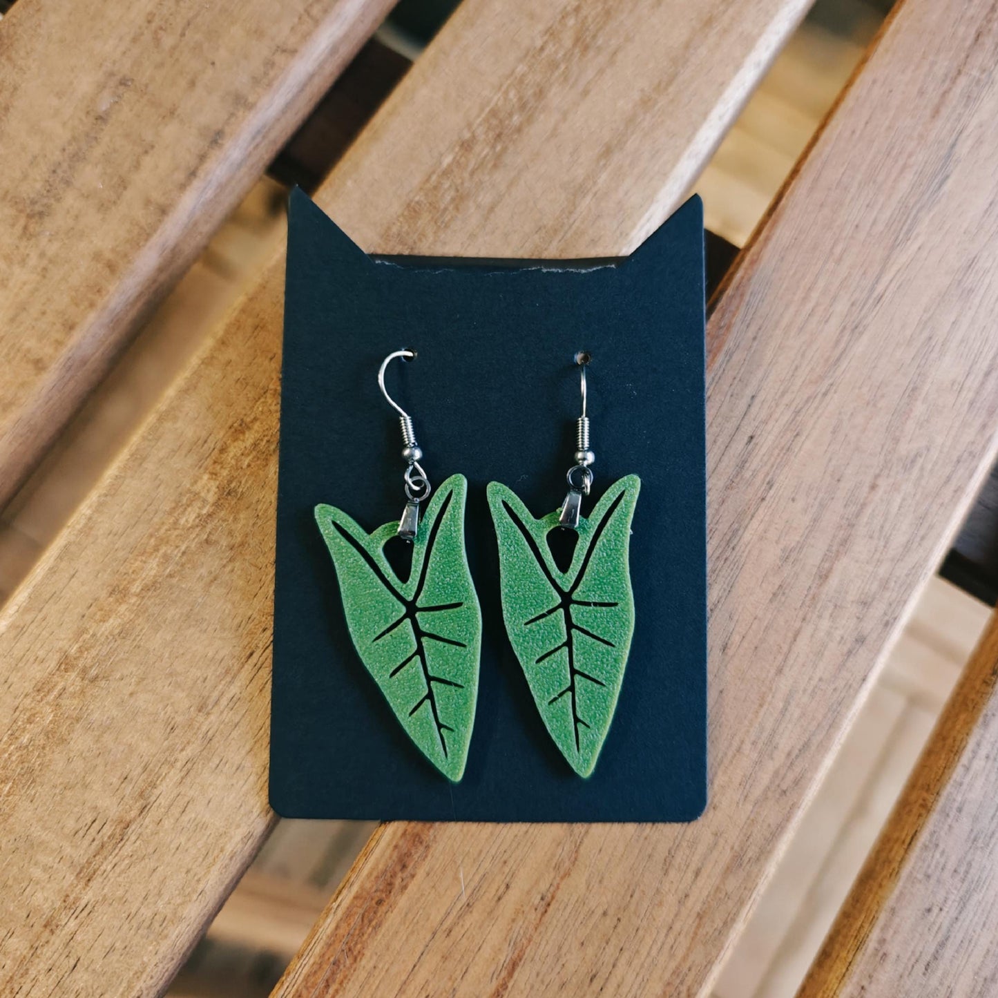 Earrings Alocasia Plant, 3d printed Jewelry Gift for Plant Lovers, Leaf Earrings, 3d printed Earrings