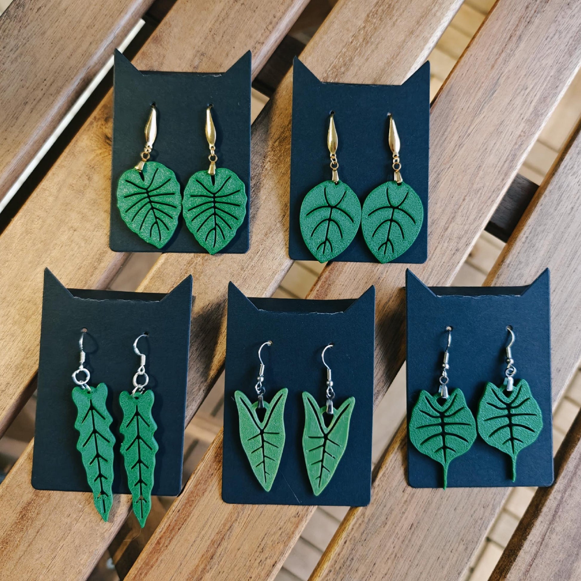 Earrings Alocasia Plant, 3d printed Jewelry Gift for Plant Lovers, Leaf Earrings, 3d printed Earrings