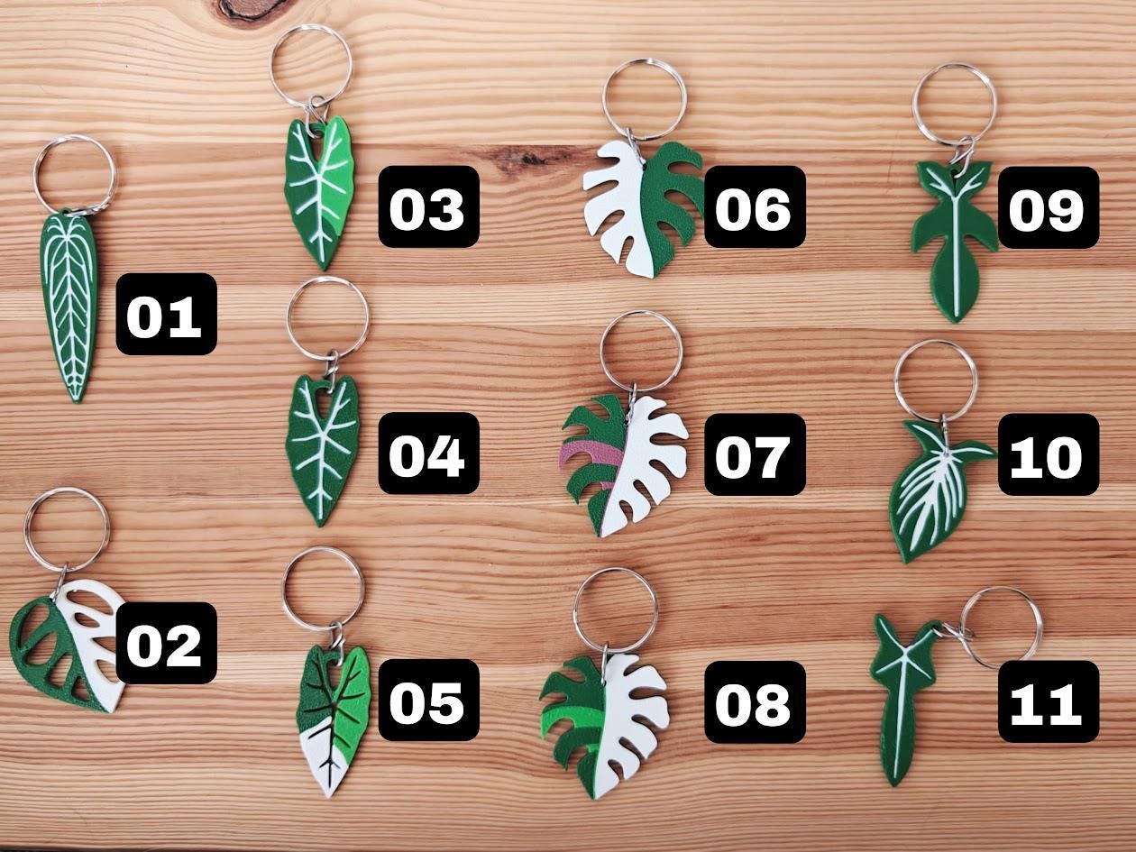 Leaf Keychains - Exotic Plant 3D Printed Keychains, Gift for Plant Lovers, Plant Gift, Monstera Design, 3D printed Key Accessories