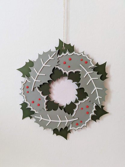 Christmas Wreath Garland Decor for Door or Wall with Mistletoe details, Holiday Decoration, 3d print
