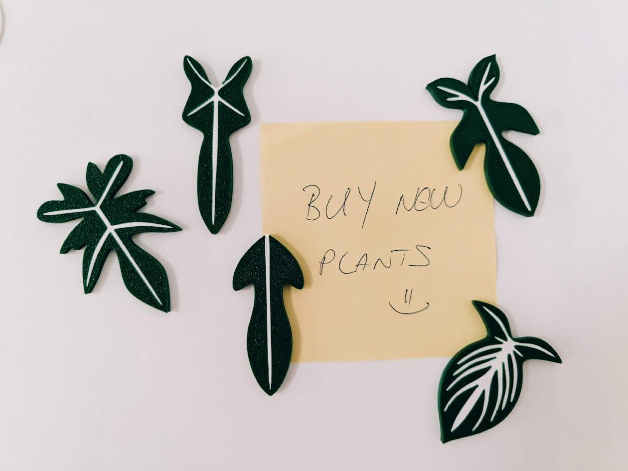 Philodendron Fridge Magnets - Set of 5 - Plant-Inspired Home Decor. Gift for Plant Lovers