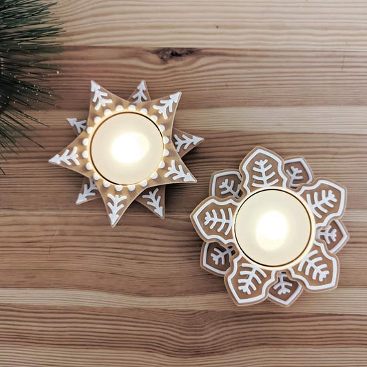 Gingerbread Cookie Tealight Holder, Christmas gift or decor, 3d print