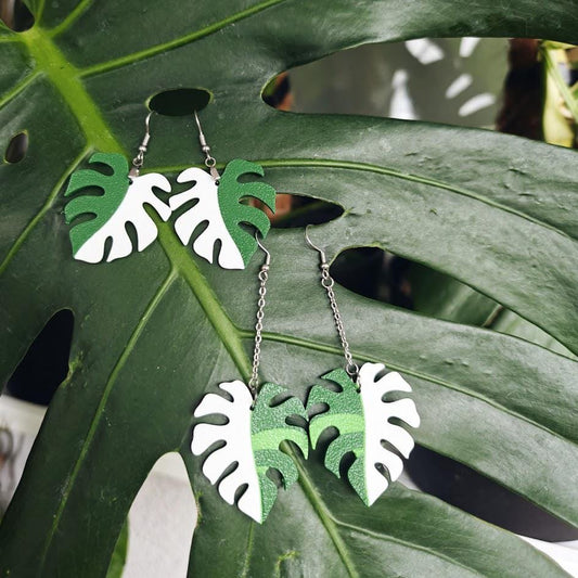 Monstera leaf earrings, plant lovers accessories and gifts