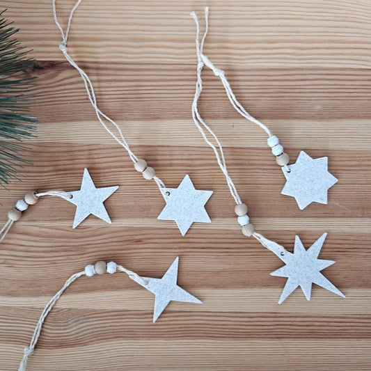 Minimalist Rustic Star Ornaments - Handmade Christmas Tree Decorations