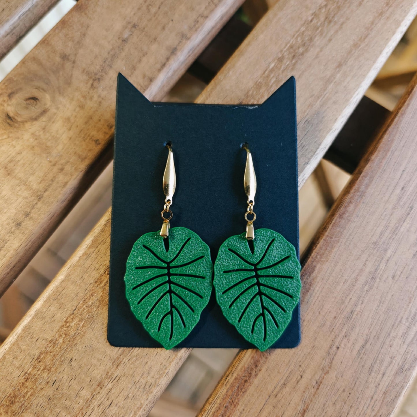 Earrings Alocasia Plant, 3d printed Jewelry Gift for Plant Lovers, Leaf Earrings, 3d printed Earrings
