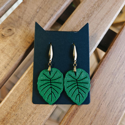 Earrings Alocasia Plant, 3d printed Jewelry Gift for Plant Lovers, Leaf Earrings, 3d printed Earrings