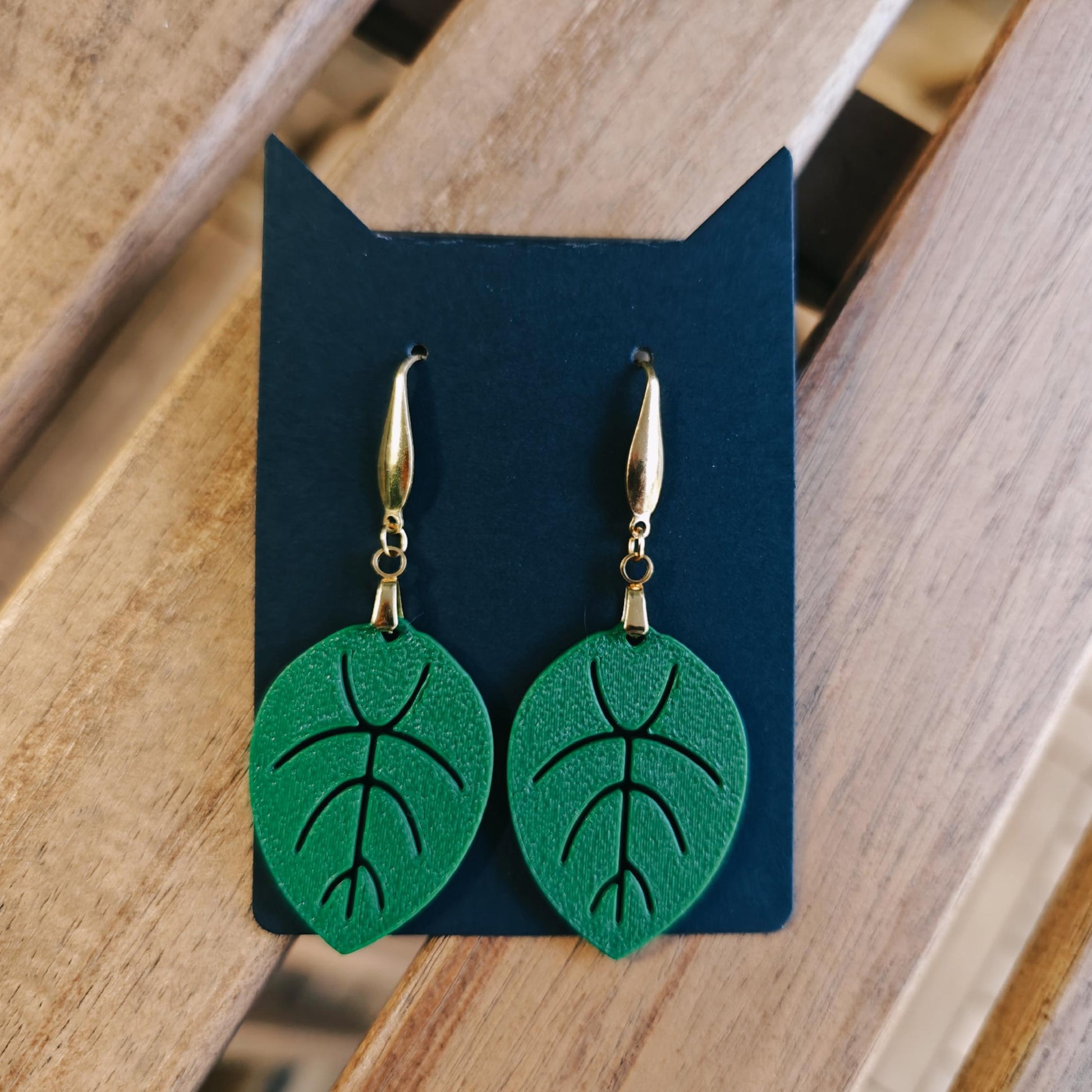Earrings Alocasia Plant, 3d printed Jewelry Gift for Plant Lovers, Leaf Earrings, 3d printed Earrings