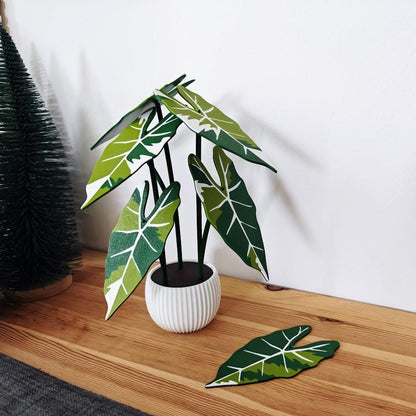 Coaster Plant Alocasia Frydek, Alocasia Green Velvet, 3D printed Coaster Set Alocasia Leaf Coasters, Alocasia Variegated Frydek