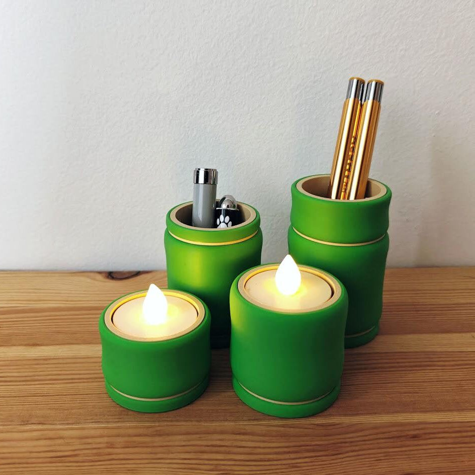 Bamboo-Inspired Holders & Tealight Set, 3d print