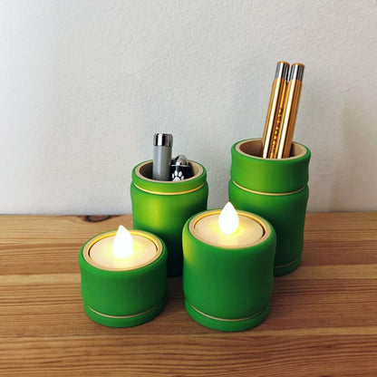 Bamboo-Inspired Holders & Tealight Set, 3d print