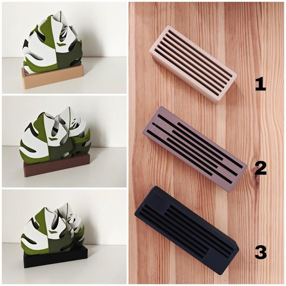 Monstera Leaf Coaster Set, Monstera Coasters with Holder, Monstera Albo, Monstera 3d printed Coasters with different tray holders