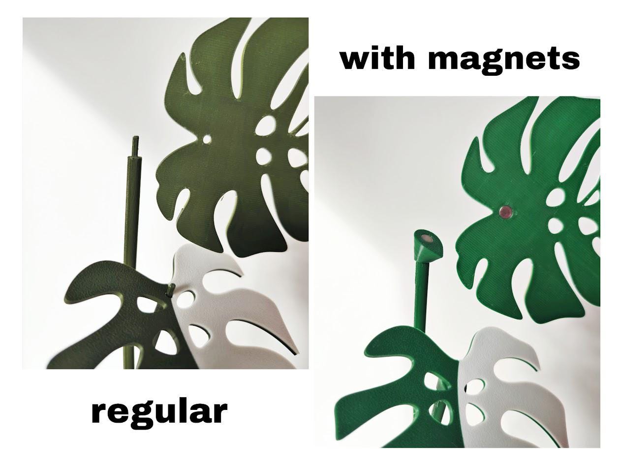 Magnetic or regular monstera leaves