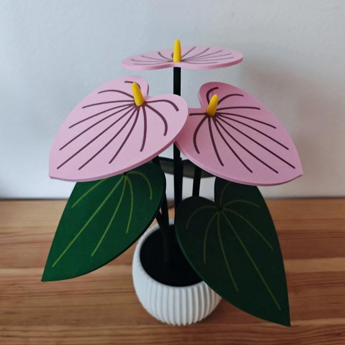 Anthurium Plant Coaster Set with Extra Storage Leaf Coaster Perfect Valentine Gift Plant Lovers Gift 3D printed Coaster