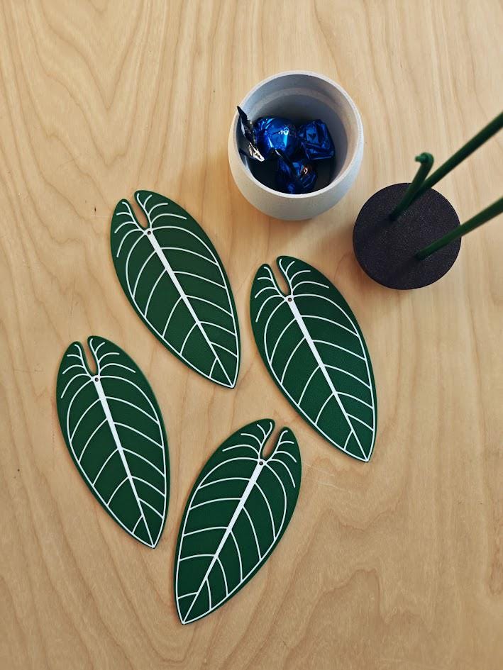 Anthurium Warocqueanum, Plant Coaster Set, Queen of Anthuriums, Leaf Coasters, 3D printed Coasters, Anthurium Coaster, Anthurium Waro