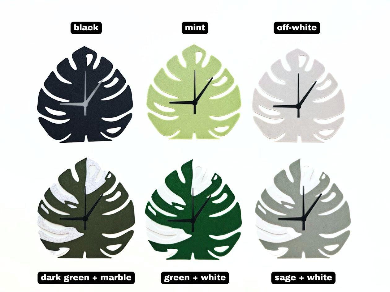 Monstera leaf clock color designs