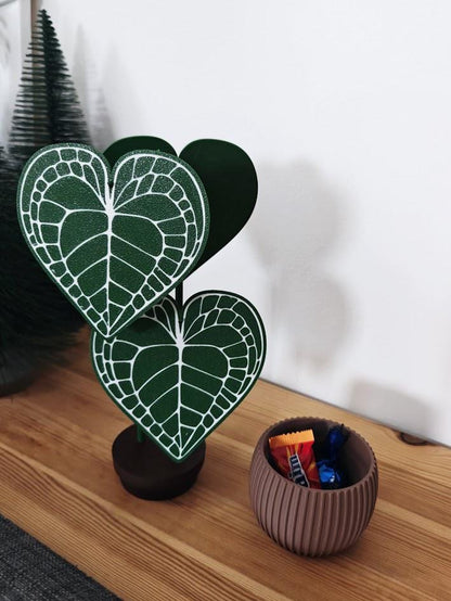 Anthurium Clarinervium Coaster Plant, Anthurium Coaster set of 4 Leaf Coasters, Heart shaped Coasters, 3d printed Coasters