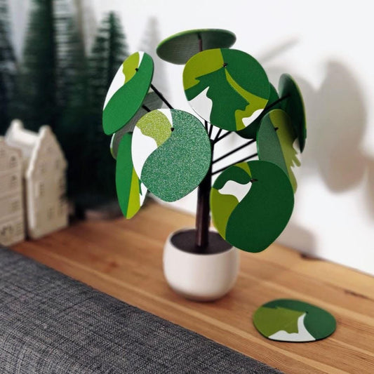Pilea coaster set, plant coaster set, gift for plant lovers