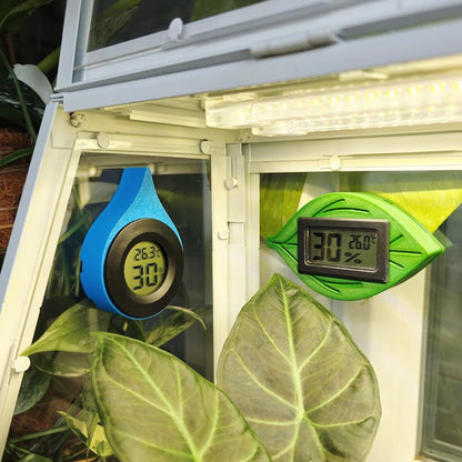 Hygrometer and Thermometer Holder – Magnetic Mount, Perfect for Greenhouses, Water droplet or Leaf-shaped, 3d print