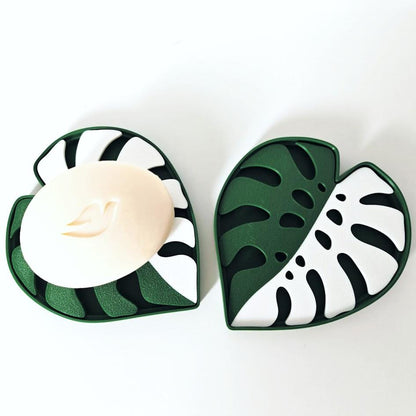 Monstera Soap Dish with Draining Tray, Dish for Soap Plate Rack, Bathroom Accessories or Kitchen Accessories, 3D printed Soap Holder
