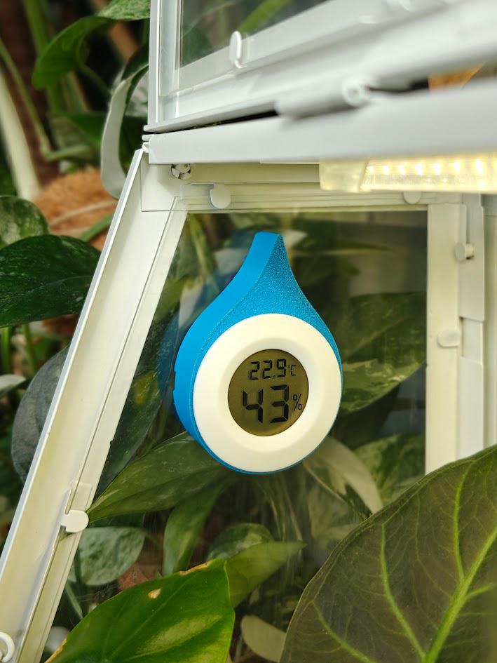 Thermometer Hygrometer Holder – Magnetic Mount, Small Greenhouse Accessories, Water droplet or Leaf-shaped, Mini Greenhouse Kit, 3D printed