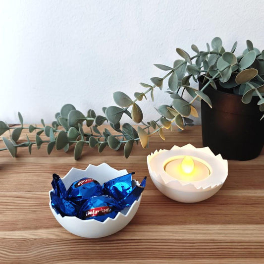 Eggshell Tealight Holder and Small Decorative Bowl, Easter Decoration, Spring Decor, Housewarming Gift, 3d print