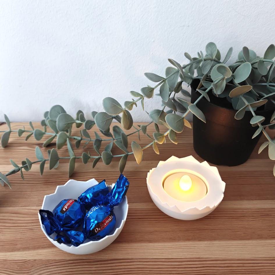 Eggshell Tealight Holder and Small Decorative Bowl, Easter Decoration, Spring Decor, Housewarming Gift, 3d print